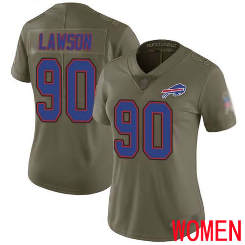 Women Buffalo Bills #90 Shaq Lawson Limited Olive 2017 Salute to Service NFL Jersey